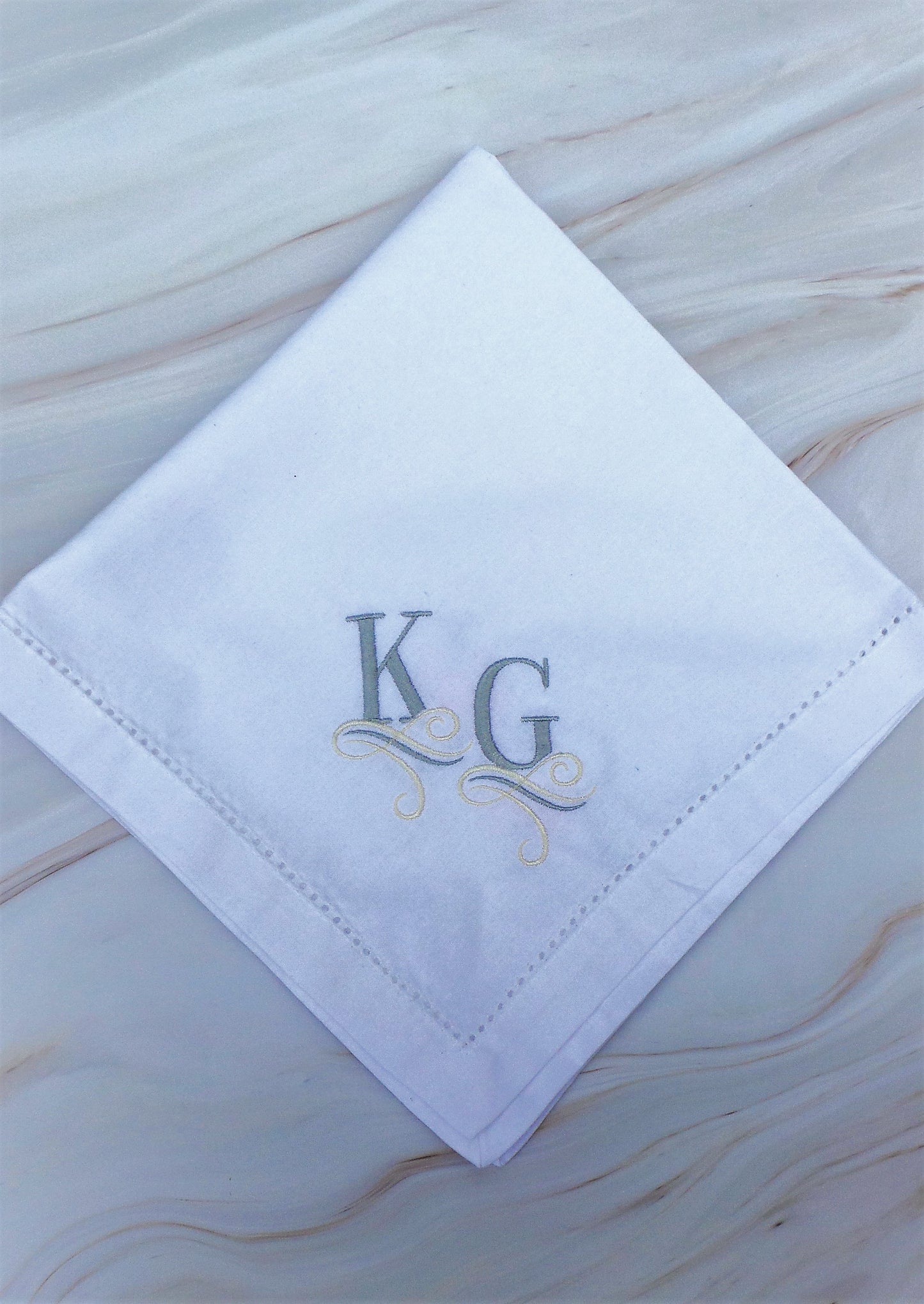 6 Personalised Napkins Embroidered Cotton Hemstitched Wedding Napkins Gift Set of 6 Monogrammed Wedding Napkins Serviette Cotton Anniversary Gift