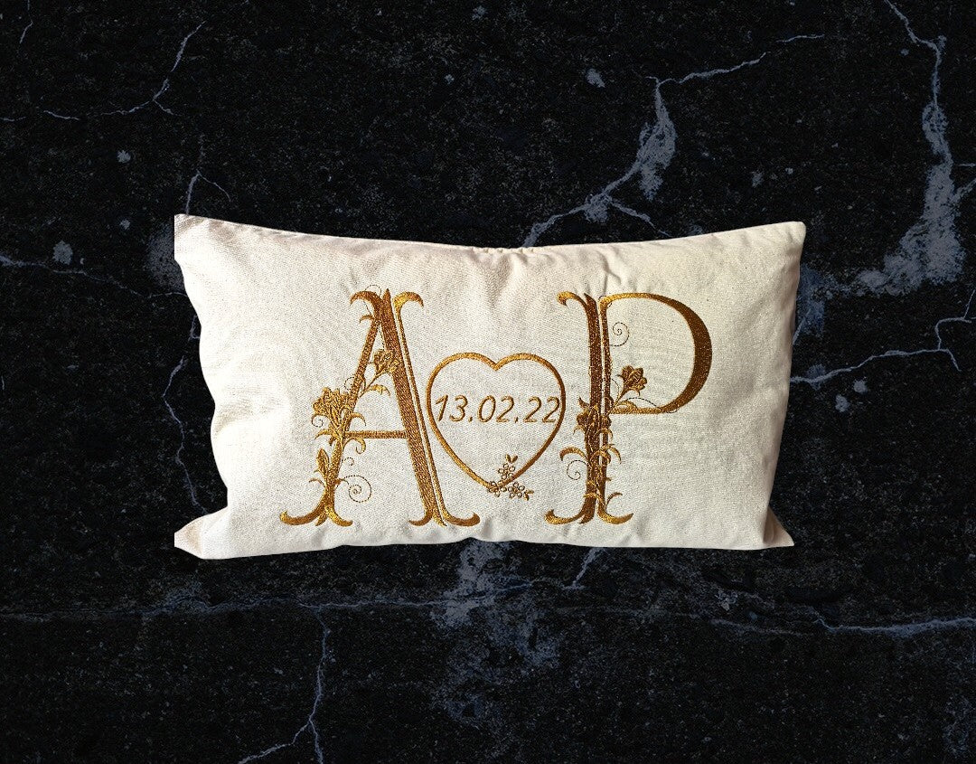 Personalised 2nd Anniversary Cotton Cushion, Cotton Wedding Anniversary Gift, Embroidered Cotton Gift