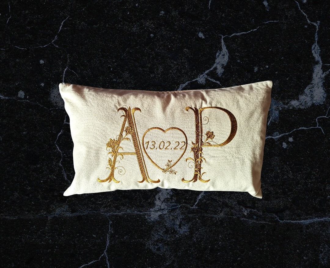 Personalised 2nd Anniversary Cotton Cushion, Cotton Wedding Anniversary Gift, Embroidered Cotton Gift