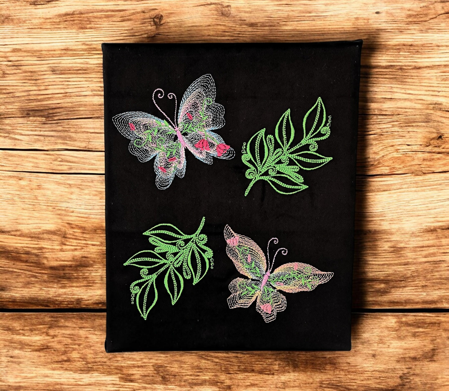 Butterfly Embroidered Wall Hanging Canvas, Keepsake Gift For New Home, Bespoke Butterfly Canvas, Birthday Gift