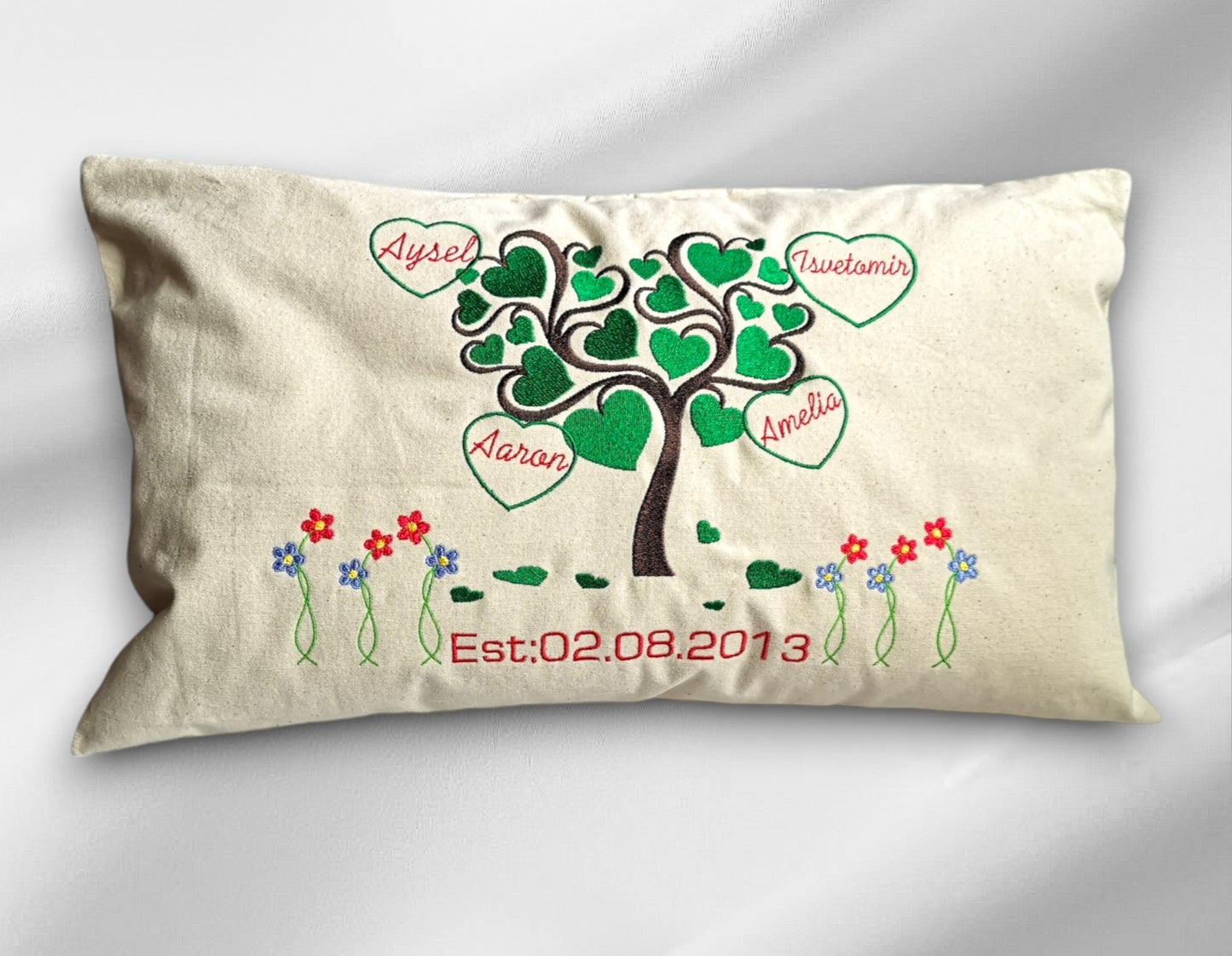 Family Tree Personalised Cushion with Names, Embroidered Family Home Décor, Personalised Gifts, Family Pillow Cover