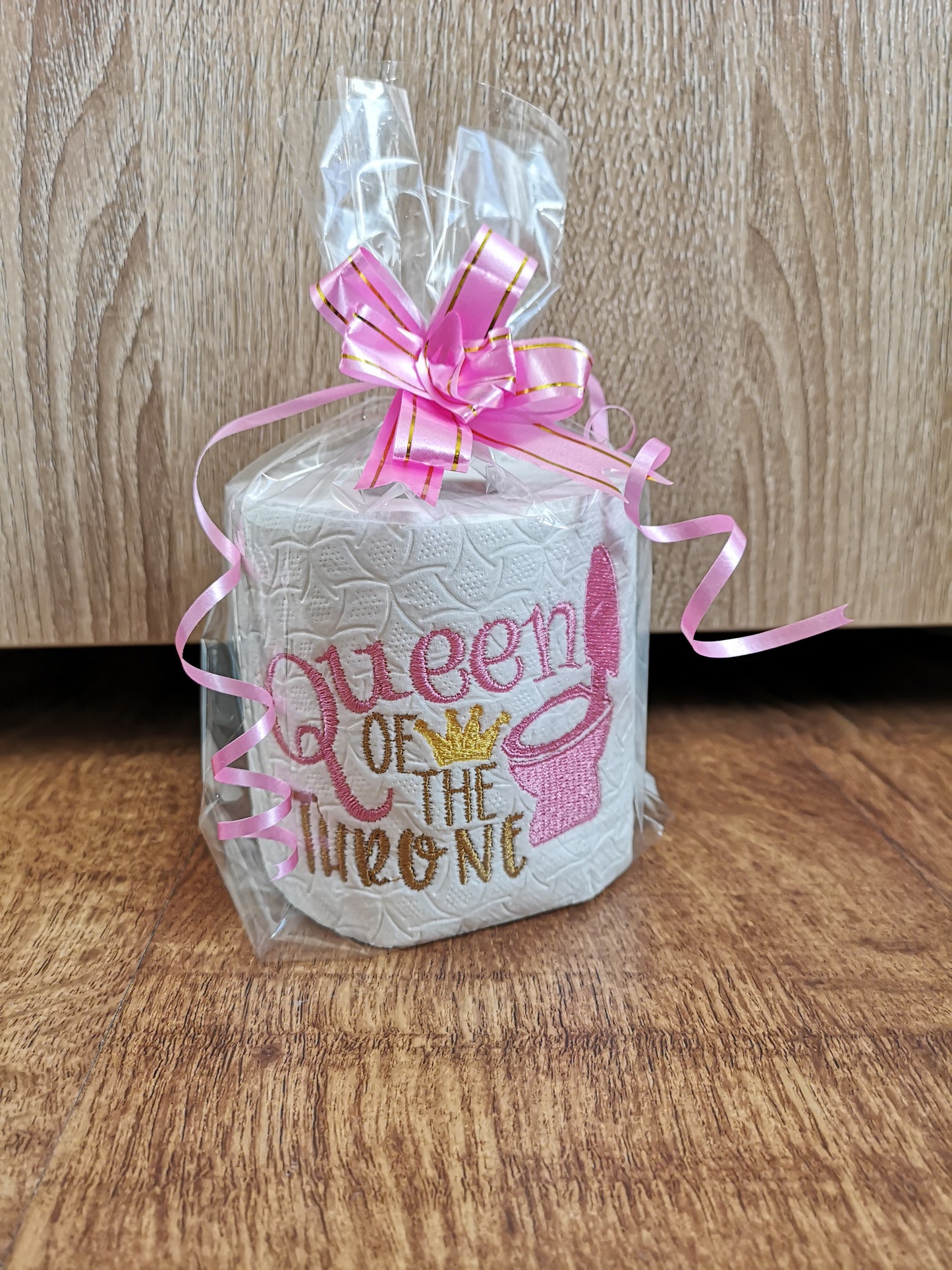 Novelty Toilet Paper Embroider “Queen of the Throne” , Funny Birthday Gift for Her, Secret Santa Christmas Gifts