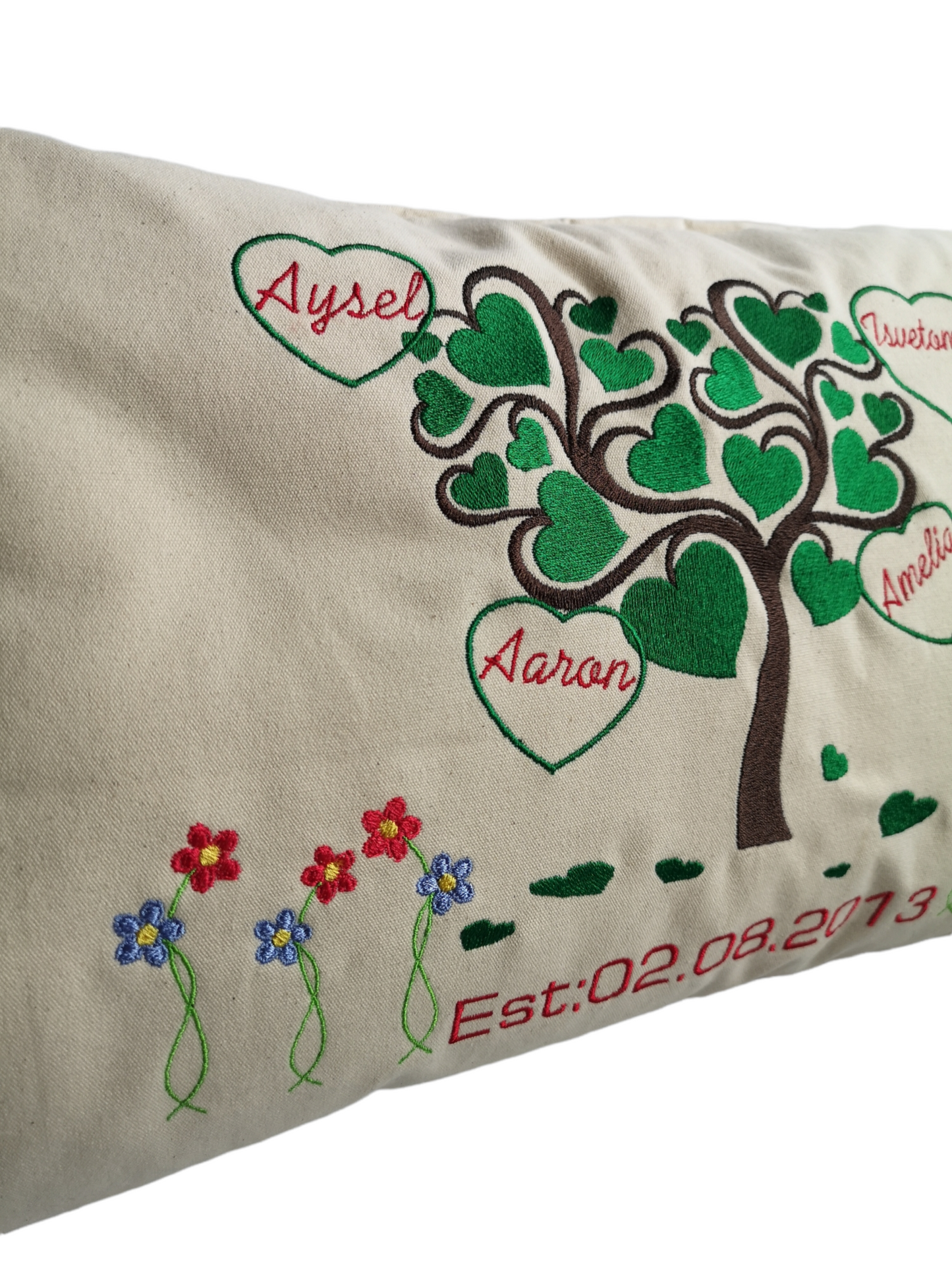 Family Tree Personalised Cushion with Names, Embroidered Family Home Décor, Personalised Gifts, Family Pillow Cover