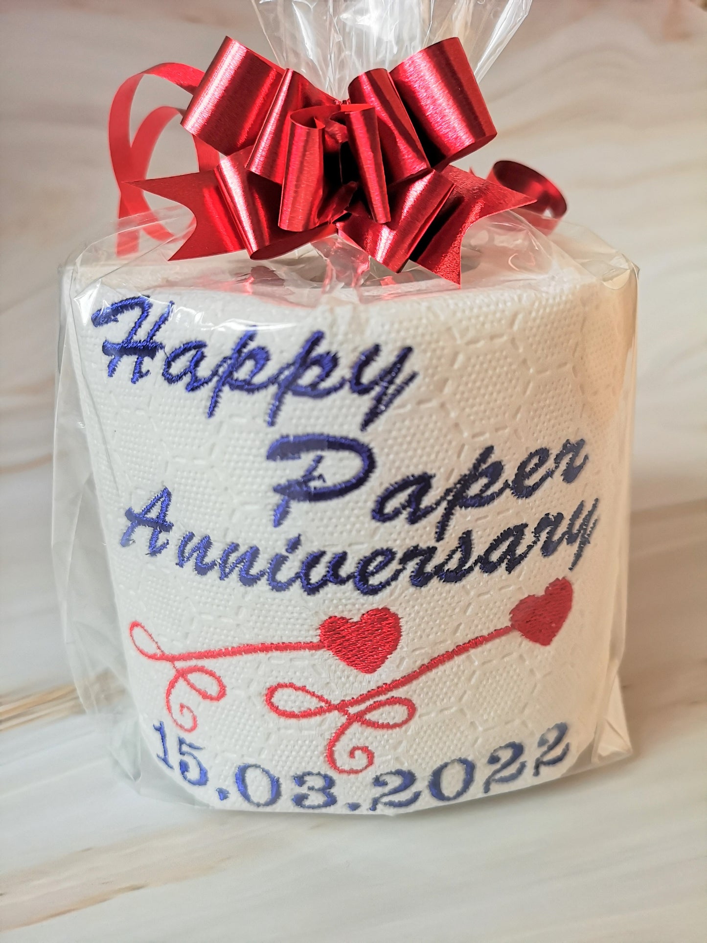1st Anniversary Gift, 1st Wedding Anniversary Gift , Embroider Toilet Paper, Paper Anniversary Gift, Toilet Roll Gift
