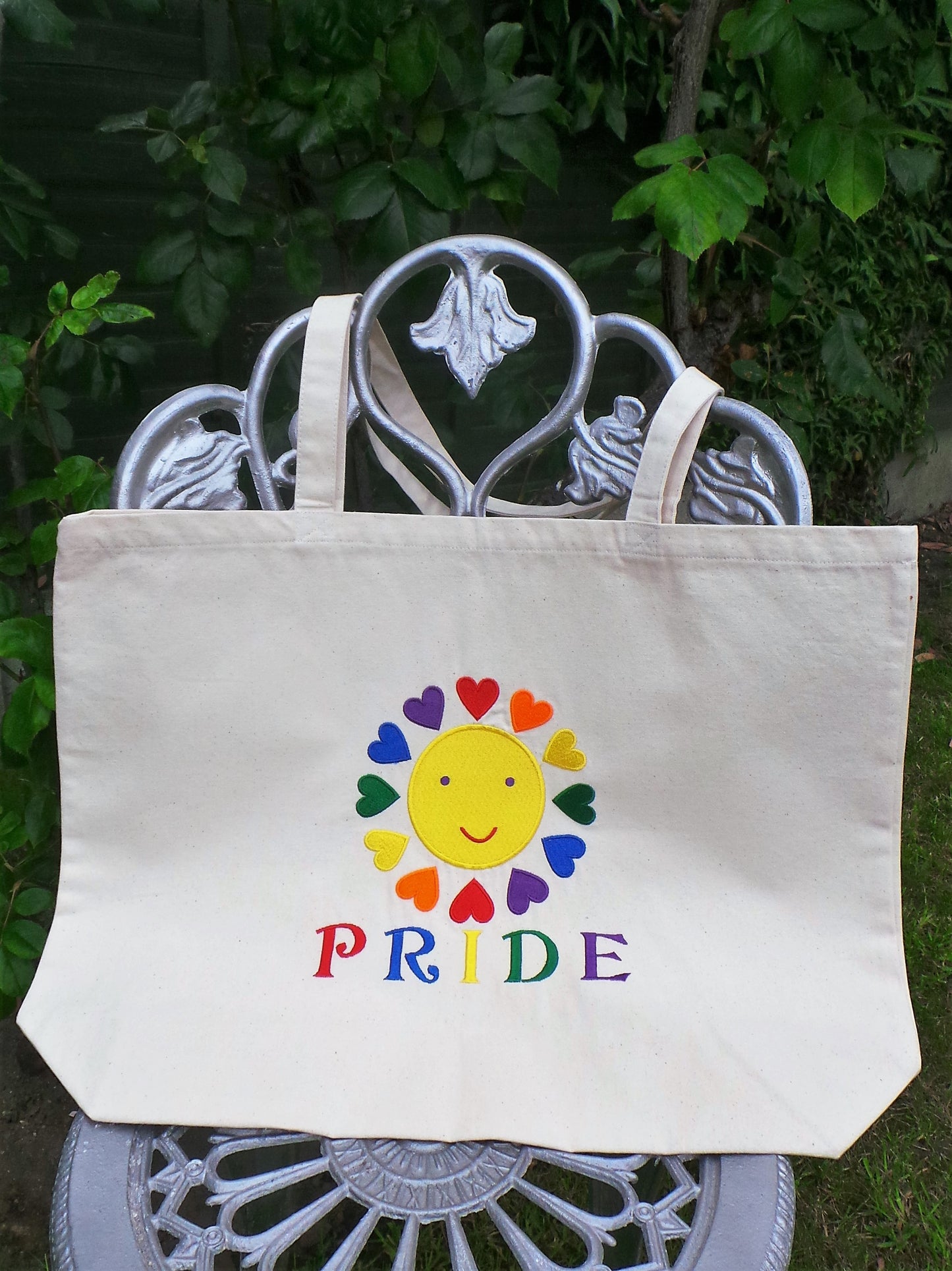 Tote Bag UK Embroider Pride Sun Tote Bag Organic Cotton Tote Bag UK Large Beach Bag Wife Birthday Gift Bespoke Totes for Gift