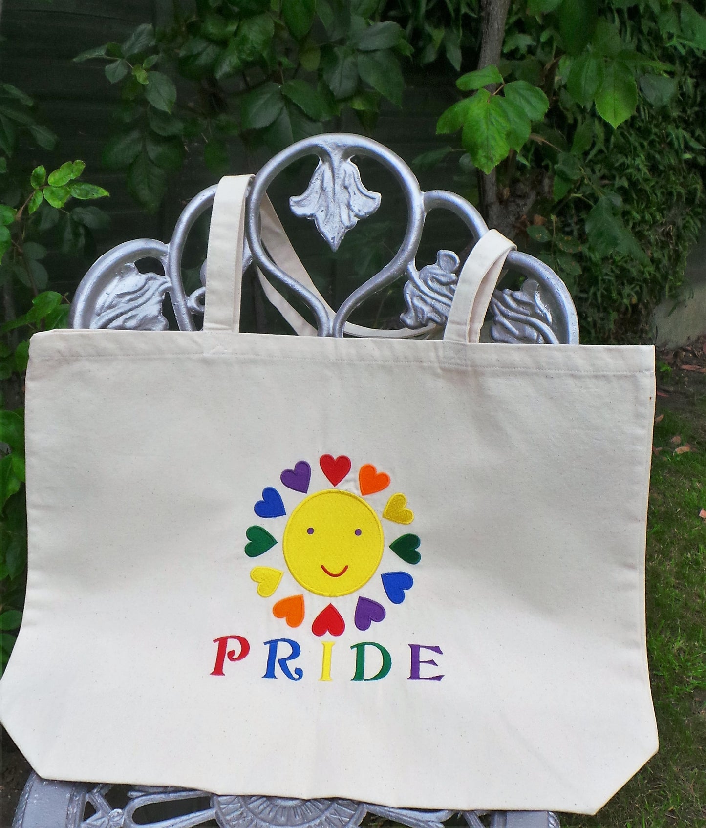 Tote Bag UK Embroider Pride Sun Tote Bag Organic Cotton Tote Bag UK Large Beach Bag Wife Birthday Gift Bespoke Totes for Gift