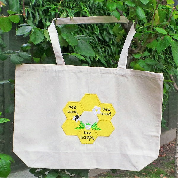 Tote Bag UK Embroider Honey ,Bee Tote Bag Organic Cotton Tote Bag UK Large Beach Bag Wife Birthday Gift Bespoke Totes for Gift