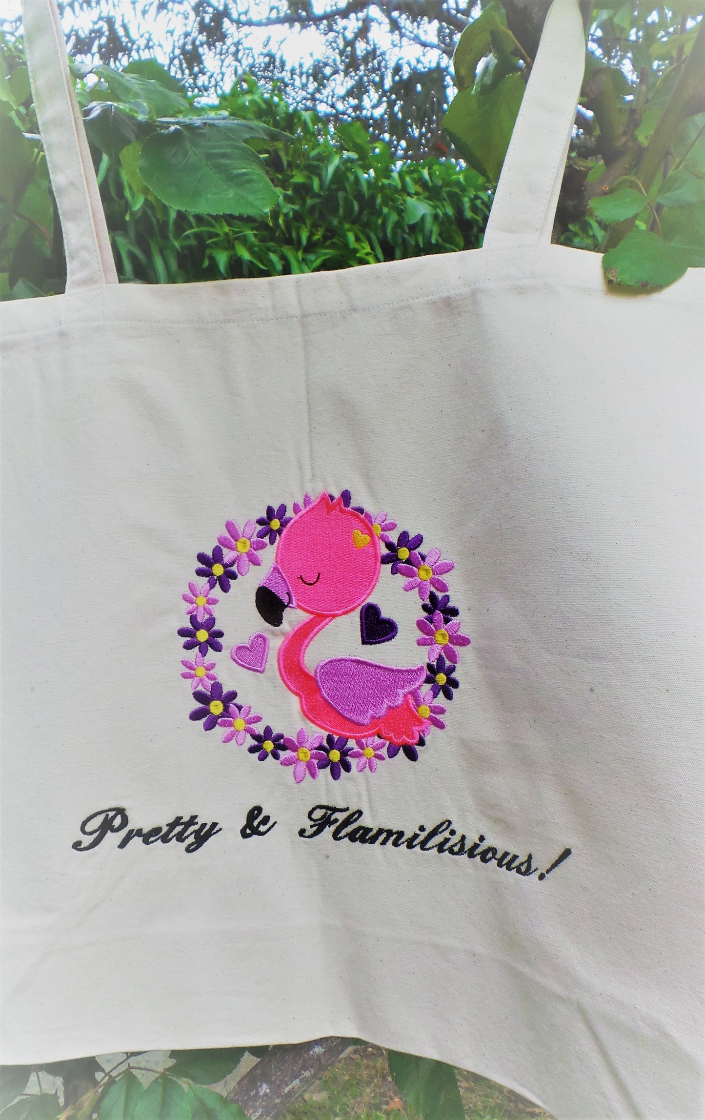 Tote Bag UK Embroider Flamingo Tote Bag Organic Cotton Tote Bag UK Large Beach Bag Wife Birthday Gift Bespoke Totes for Gift
