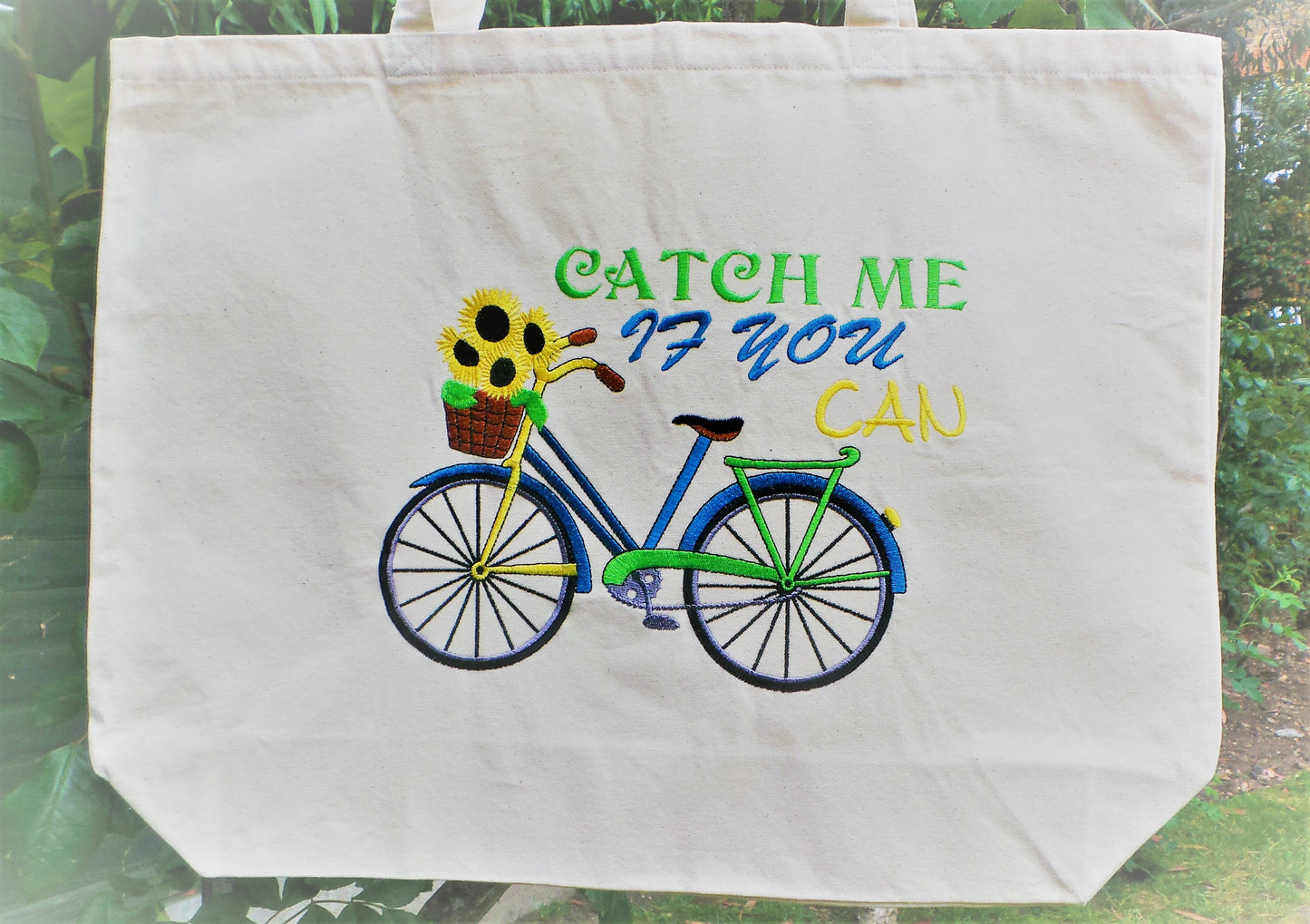 Tote Bag UK Embroider Bicycle Tote Bag Organic Cotton Tote Bag UK Large Beach Bag Wife Birthday Gift Bespoke Totes for Gift