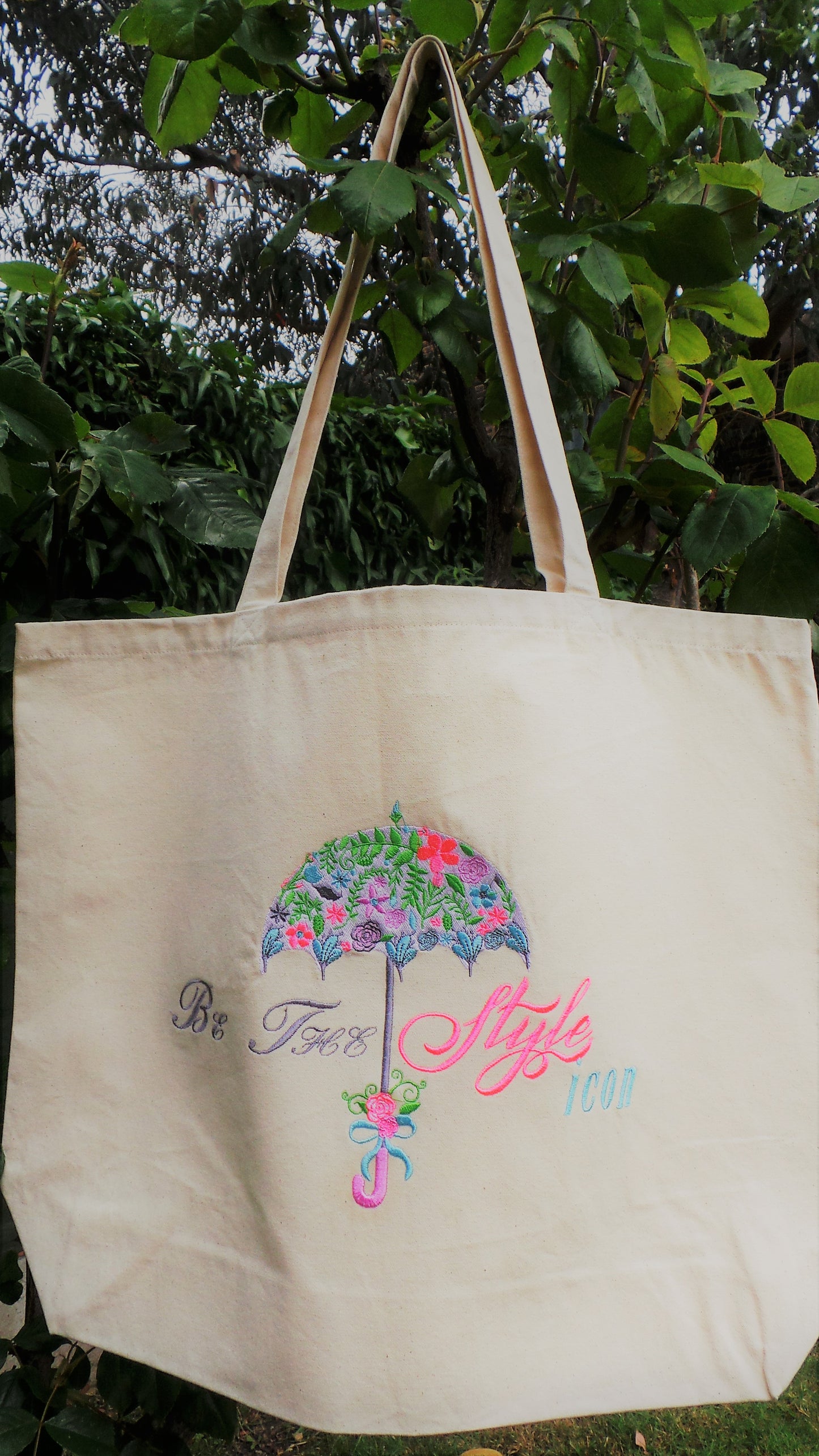 Tote Bag UK Embroider Umbrella Tote Bag Organic Cotton Tote Bag UK Large Beach Bag Wife Birthday Gift Bespoke Totes for Gift