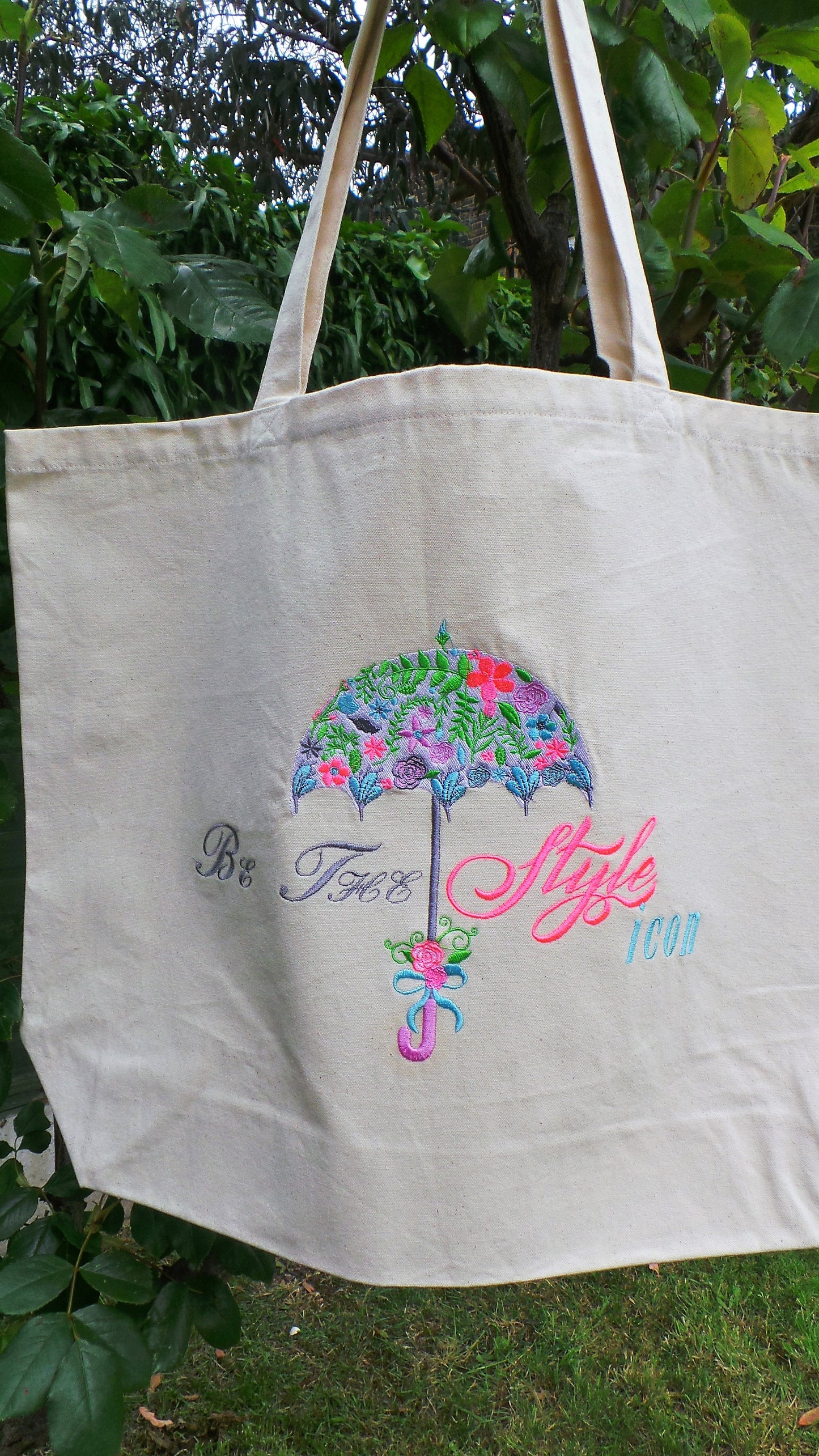 Tote Bag UK Embroider Umbrella Tote Bag Organic Cotton Tote Bag UK Large Beach Bag Wife Birthday Gift Bespoke Totes for Gift