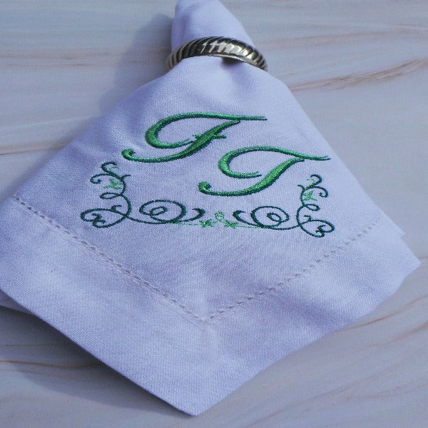 Personalised Napkins Embroidered Cotton Hemstitched dinner napkins 20x20in Monogrammed Napkins Serviette Anniversary Gift Napkins Set