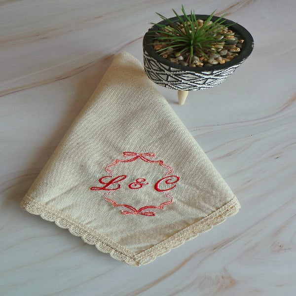 Personalised Napkins Embroidered Cotton Hemstitched dinner napkins 20x20in Monogrammed Napkins Serviette Anniversary Gift Napkins Set