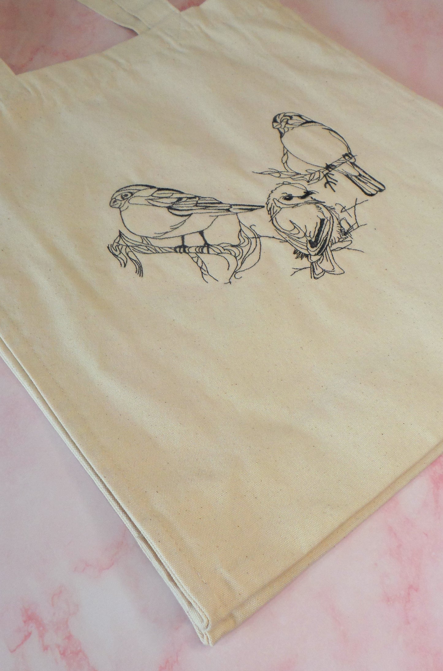 Natural Long Handle Tote Embroider Mother's Day Gift Wolves Shopping Canvas Tote Bag UK Shopping Bag Tote Bag For Her For Him UK
