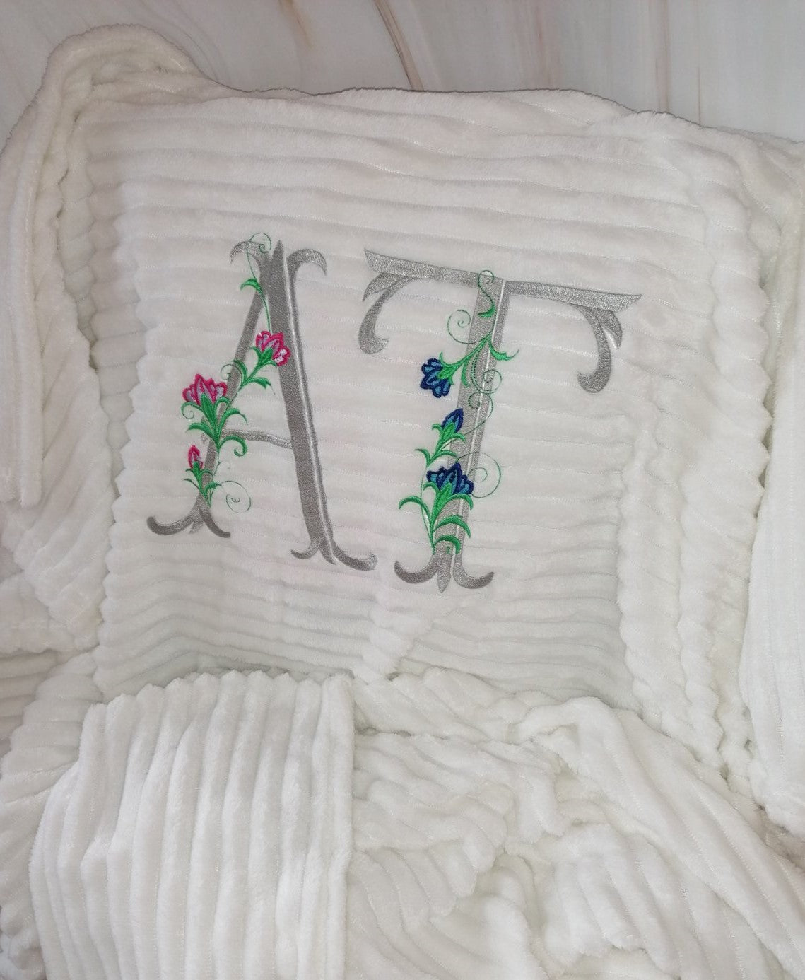 Personalised Throw Blanket Adult,  Wedding Linen Anniversary Gifts,  4th Anniversary Gifts, Embroidered Furry Fleece Adult Blankets, Cotton Anniversary Gift