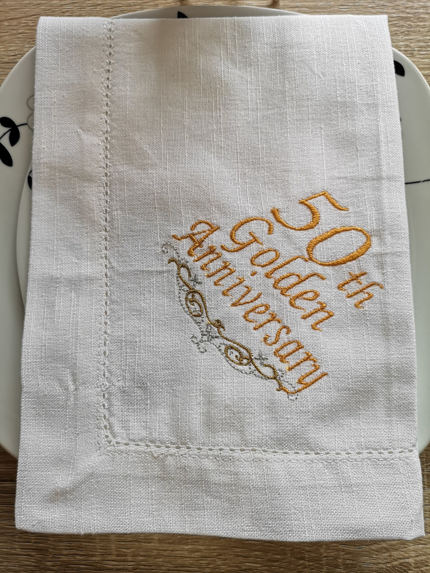 Personalised Napkins Embroidered Cotton Hemstitched dinner napkins 20x20in Monogrammed Napkins Serviette Anniversary Gift Napkins Set