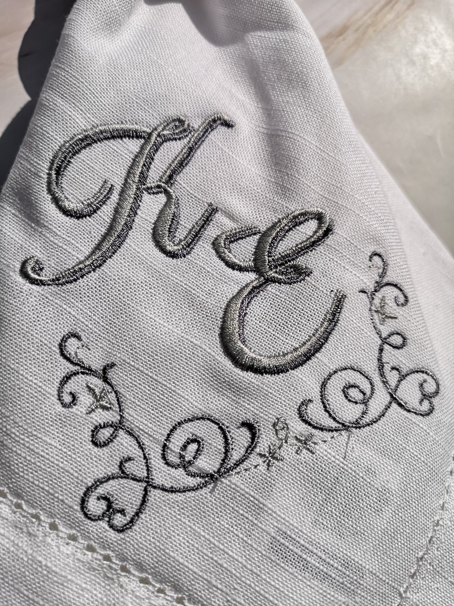 Personalised Napkins Embroidered Cotton Hemstitched dinner napkins 20x20in Monogrammed Napkins Serviette Anniversary Gift Napkins Set