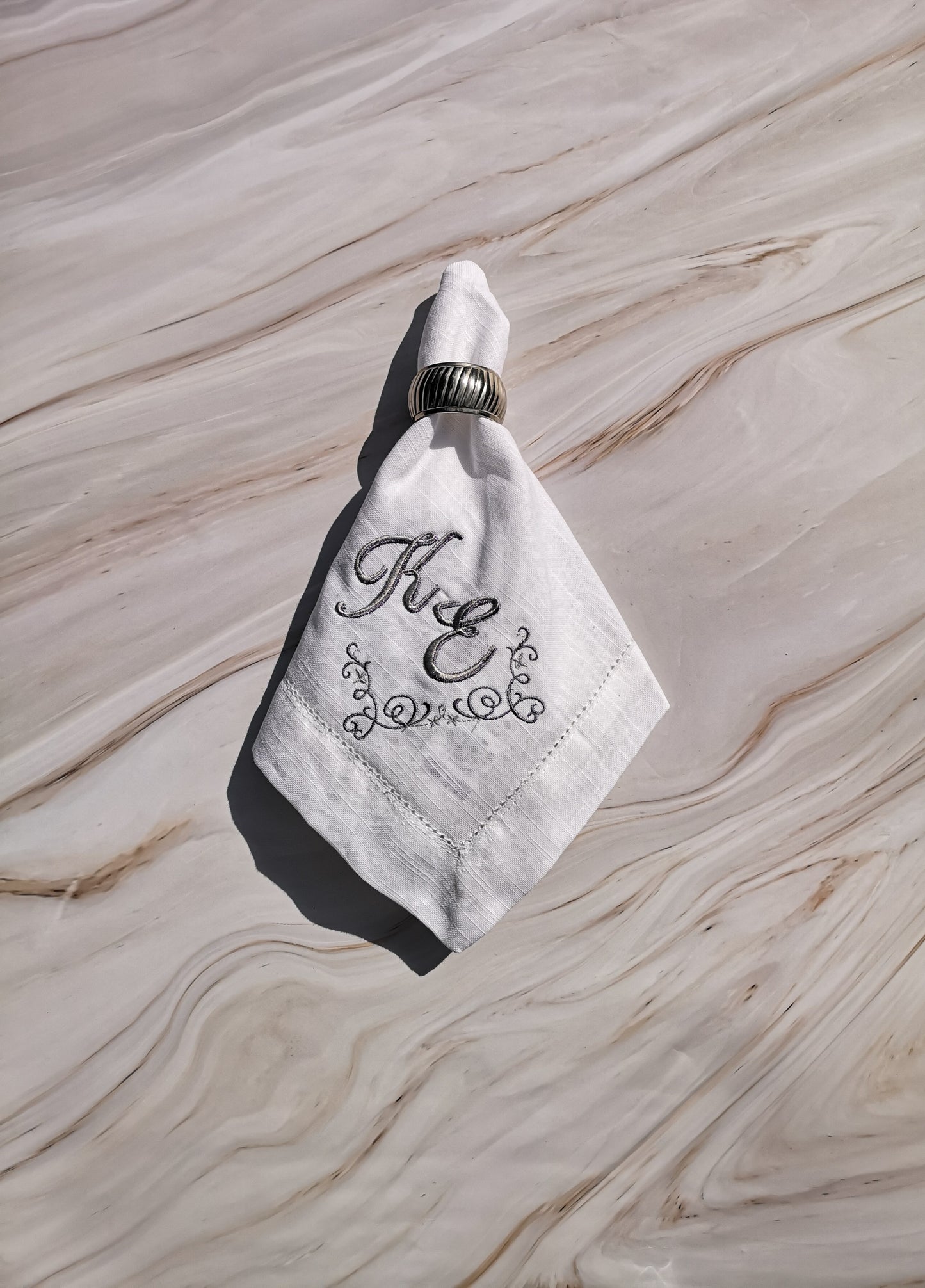 Personalised Napkins Embroidered Cotton Hemstitched dinner napkins 20x20in Monogrammed Napkins Serviette Anniversary Gift Napkins Set