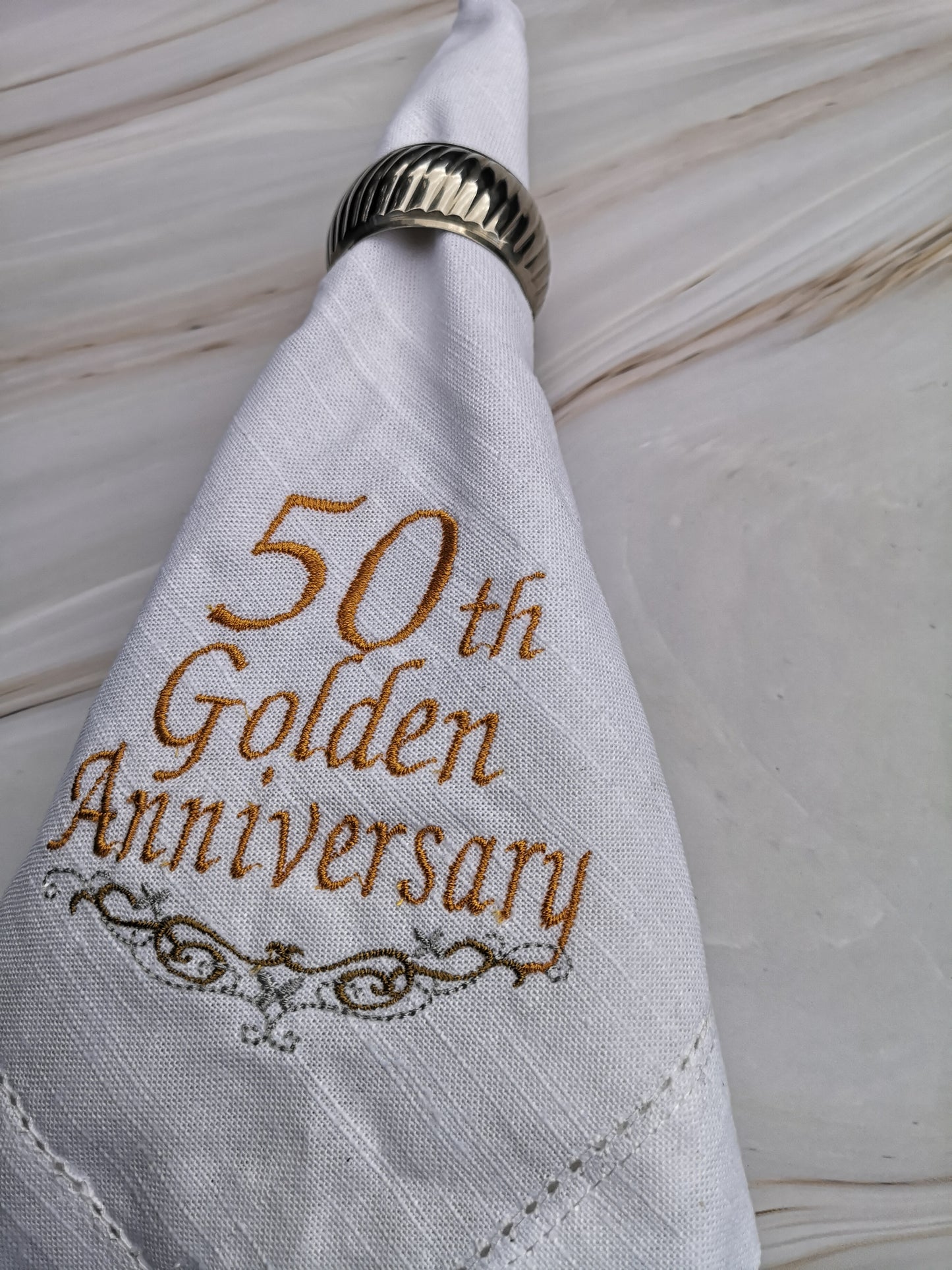 Personalised Napkins Embroidered Cotton Hemstitched dinner napkins 20x20in Monogrammed Napkins Serviette Anniversary Gift Napkins Set