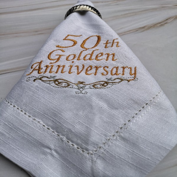 Personalised Napkins Embroidered Cotton Hemstitched dinner napkins 20x20in Monogrammed Napkins Serviette Anniversary Gift Napkins Set