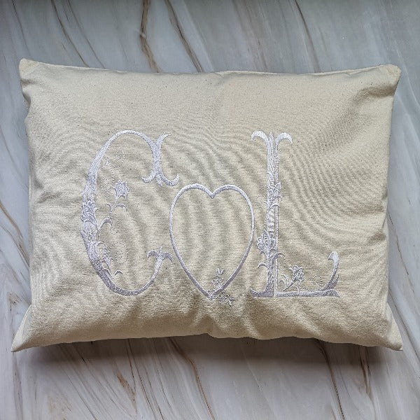 Personalized Cushion with Monograms 4th Anniversary Linen Gift UK 2nd Cotton Anniversary Gift UK Embroidered Wedding Gift UK