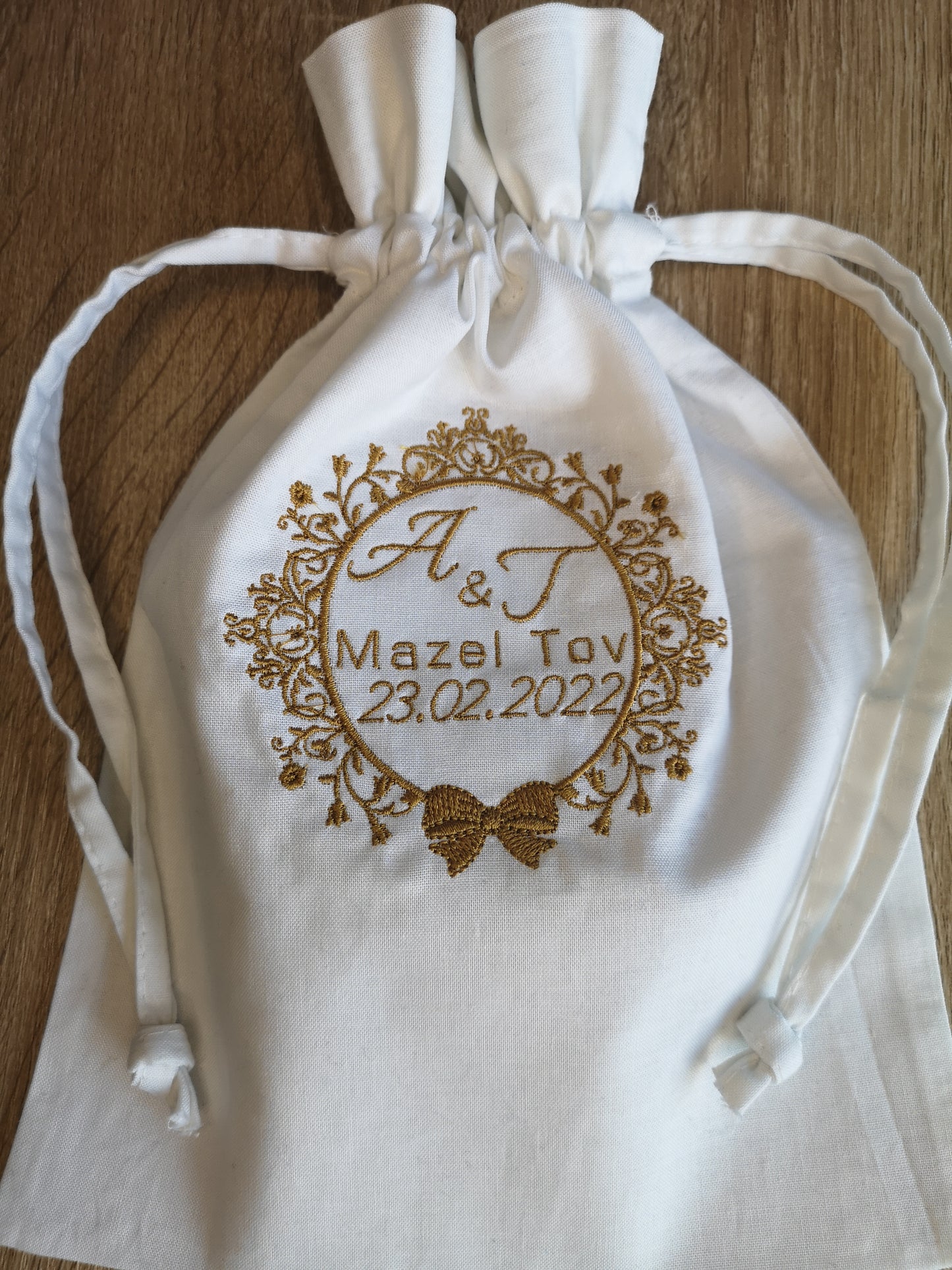 Personalised Jewish Wedding Smashing Glass Bag Embroidered Breaking Glass Pouch Jewish Groom Glass Bag Jewish Wedding Ceremony Gift Jewish Tradition