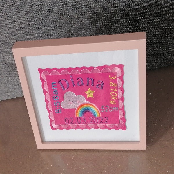 Personalised keepsake gift for Christening, Newborn, Birthdays. Gift for Godchild, Grandchild Gift Framed Birth Announcement Gift For Girl
