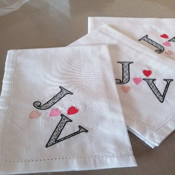 Personalised Napkins Embroidered Cotton Hemstitched dinner napkins 20x20in Monogrammed Napkins Serviette Anniversary Gift Napkins Set