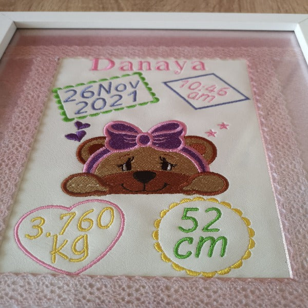 Personalised keepsake gift for Christening, Newborn, Birthdays. Gift for Godchild, Grandchild Gift Framed Birth Announcement Gift For Girl