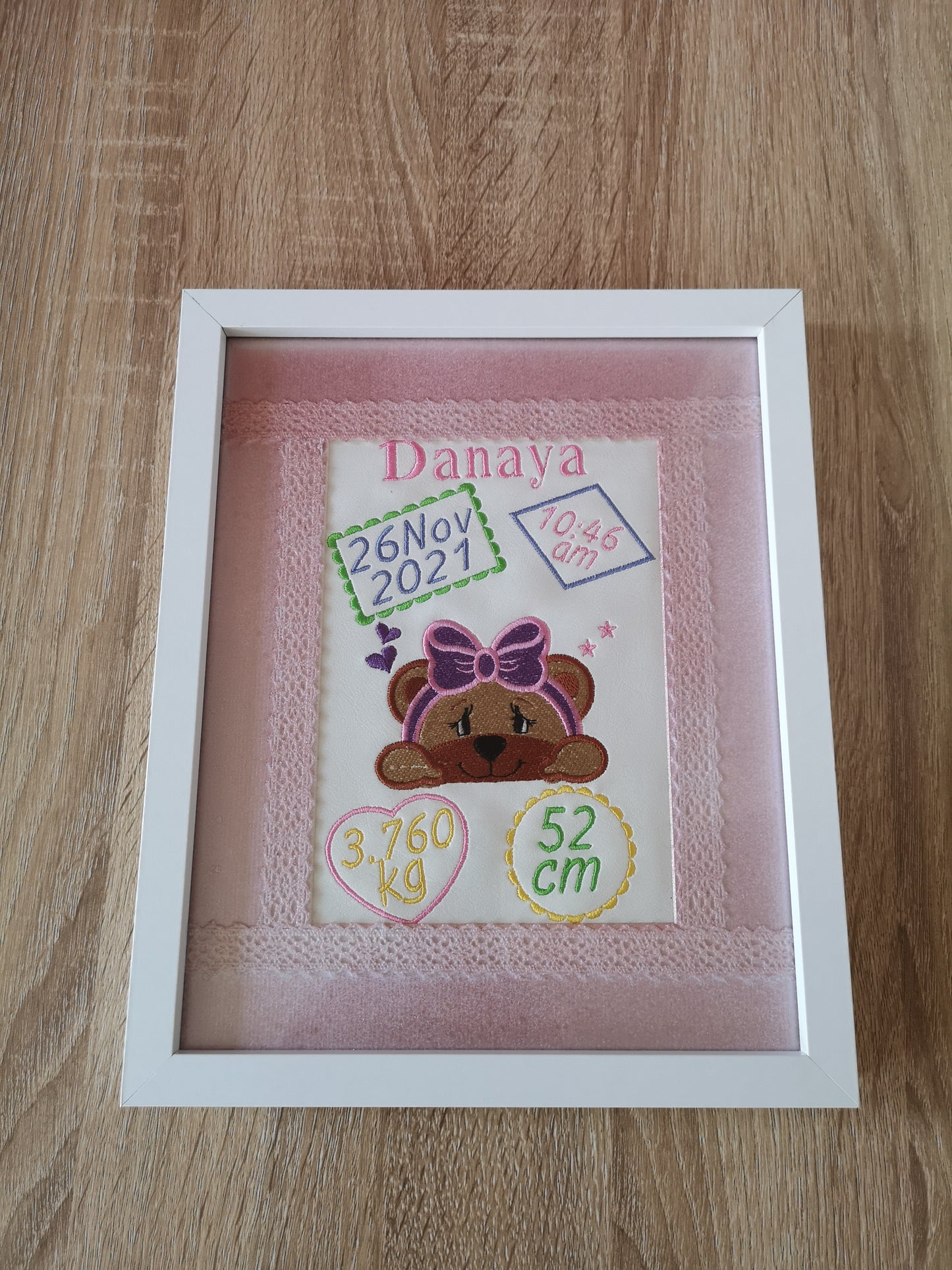 Personalised keepsake gift for Christening, Newborn, Birthdays. Gift for Godchild, Grandchild Gift Framed Birth Announcement Gift For Girl