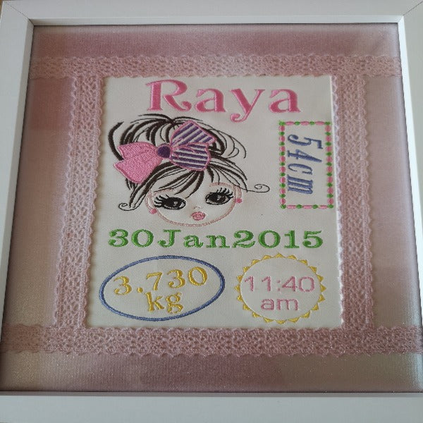 Personalised keepsake gift for Christening, Newborn, Birthdays. Gift for Godchild, Grandchild Gift Framed Birth Announcement Gift For Girl