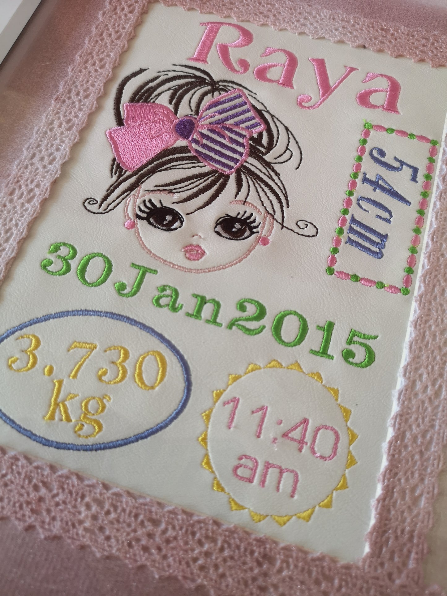 Personalised keepsake gift for Christening, Newborn, Birthdays. Gift for Godchild, Grandchild Gift Framed Birth Announcement Gift For Girl