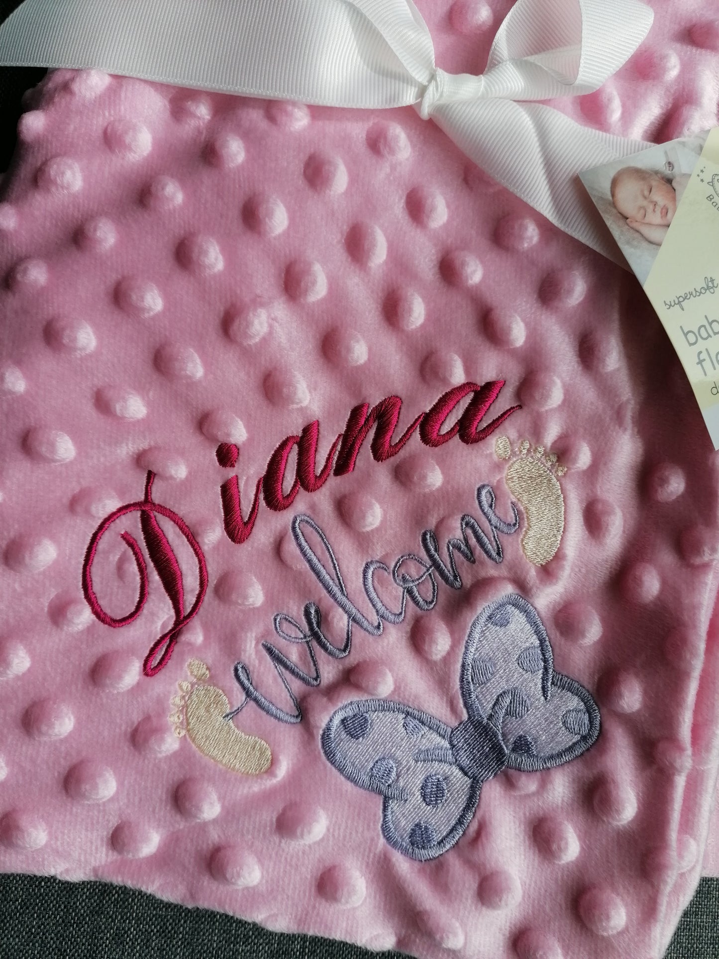 Personalised Baby Blanket Embroidered Girl Blanket Christening Shawl Baptism Keepsake Gift Luxury Baby White Pink Blue Grey Blanket