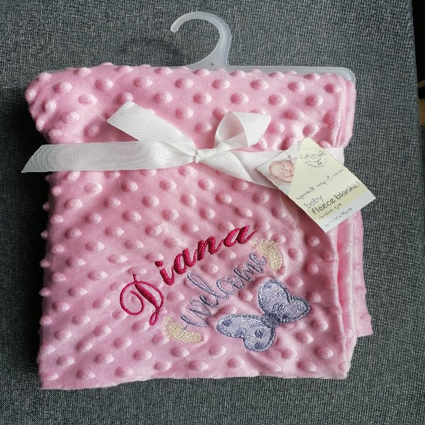 Personalised Baby Blanket Embroidered Girl Blanket Christening Shawl Baptism Keepsake Gift Luxury Baby White Pink Blue Grey Blanket