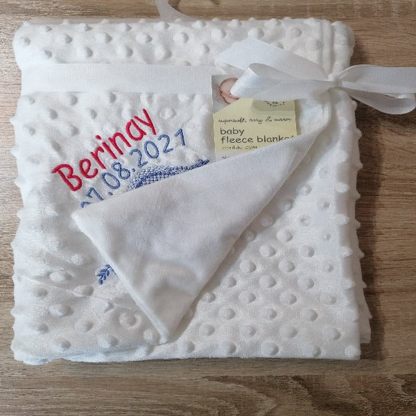 Personalised Baby Blanket Embroidered Boy Girl Blanket Christening Shawl Baptism Keepsake Gift Luxury Baby White Pink Blue Grey Blanket