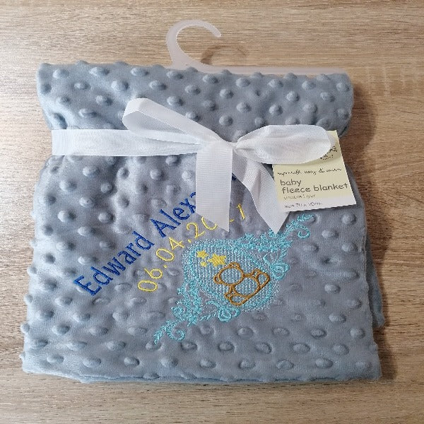 Personalised Baby Blanket Embroidered Boy Girl Blanket Christening Shawl Baptism Keepsake Gift Luxury Baby White Pink Blue Grey Blanket