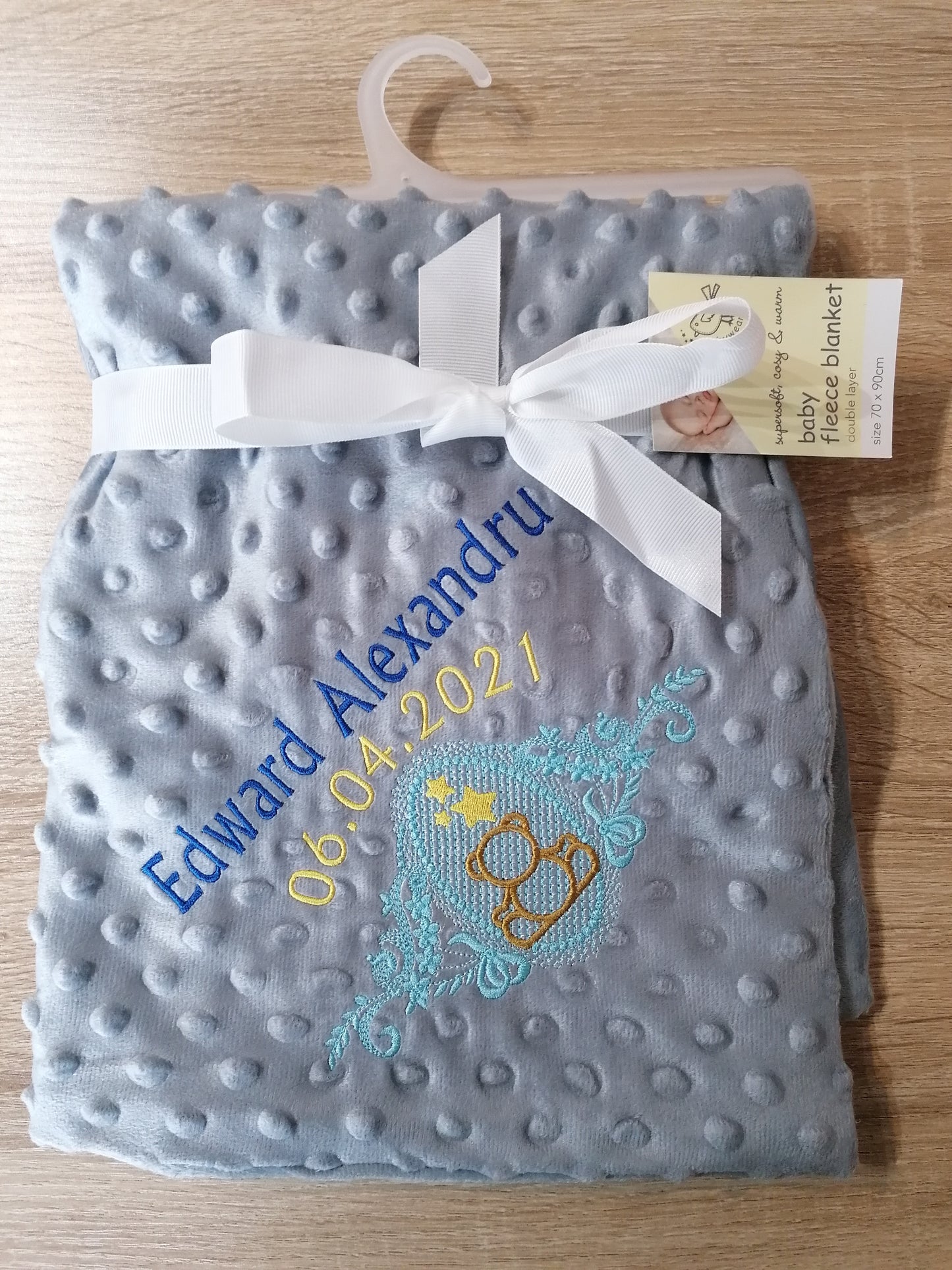 Personalised Baby Blanket Embroidered Boy Girl Blanket Christening Shawl Baptism Keepsake Gift Luxury Baby White Pink Blue Grey Blanket