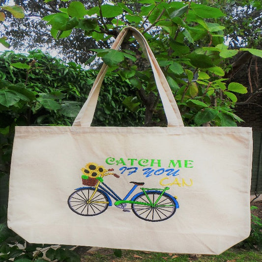 Tote Bag UK Embroider Bicycle Tote Bag Organic Cotton Tote Bag UK Large Beach Bag Wife Birthday Gift Bespoke Totes for Gift
