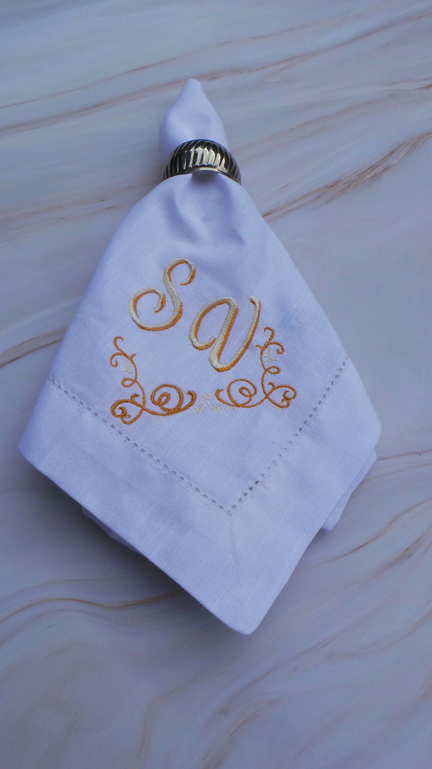 Personalised Napkins Embroidered Cotton Hemstitched dinner napkins 20x20in Monogrammed Napkins Serviette Anniversary Gift Napkins Set