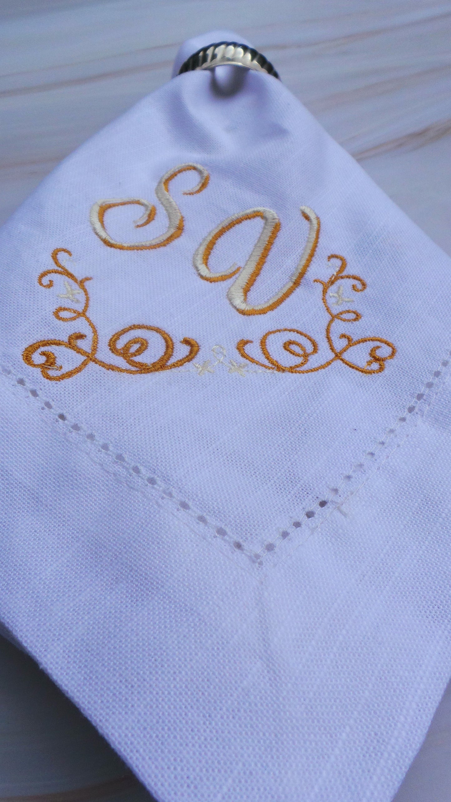 Personalised Napkins Embroidered Cotton Hemstitched dinner napkins 20x20in Monogrammed Napkins Serviette Anniversary Gift Napkins Set