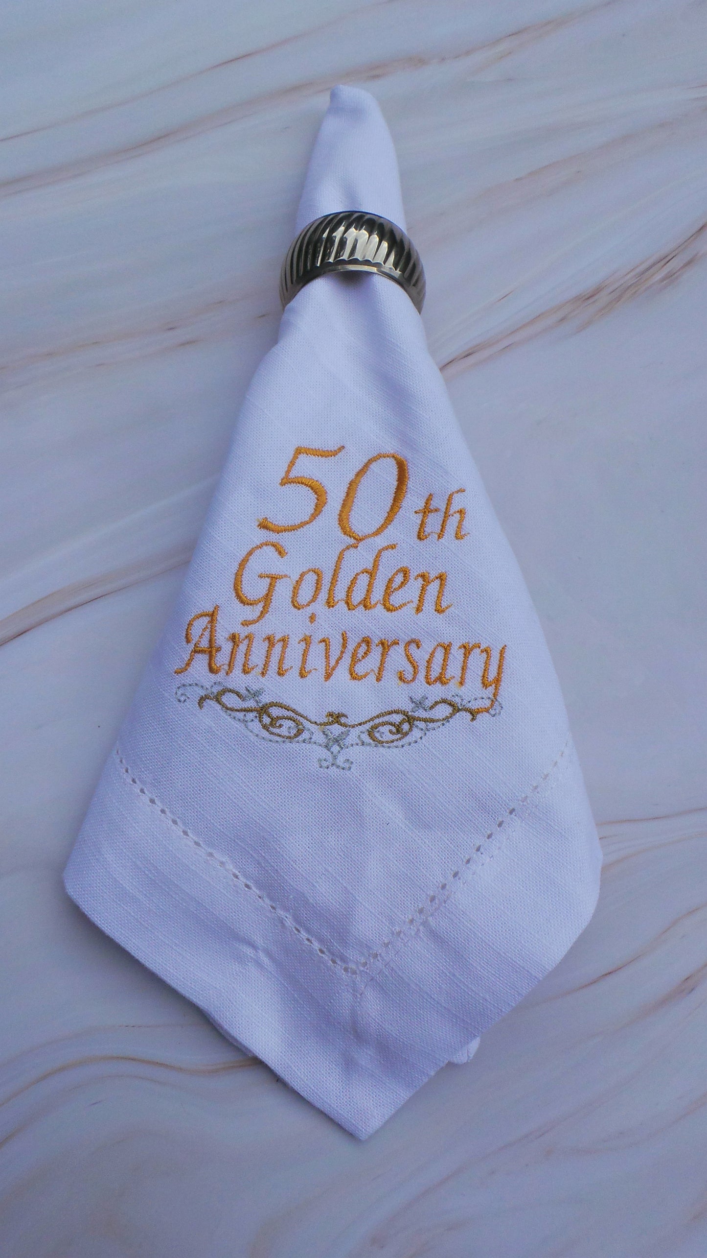 Personalised Napkins Embroidered Cotton Hemstitched dinner napkins 20x20in Monogrammed Napkins Serviette Anniversary Gift Napkins Set