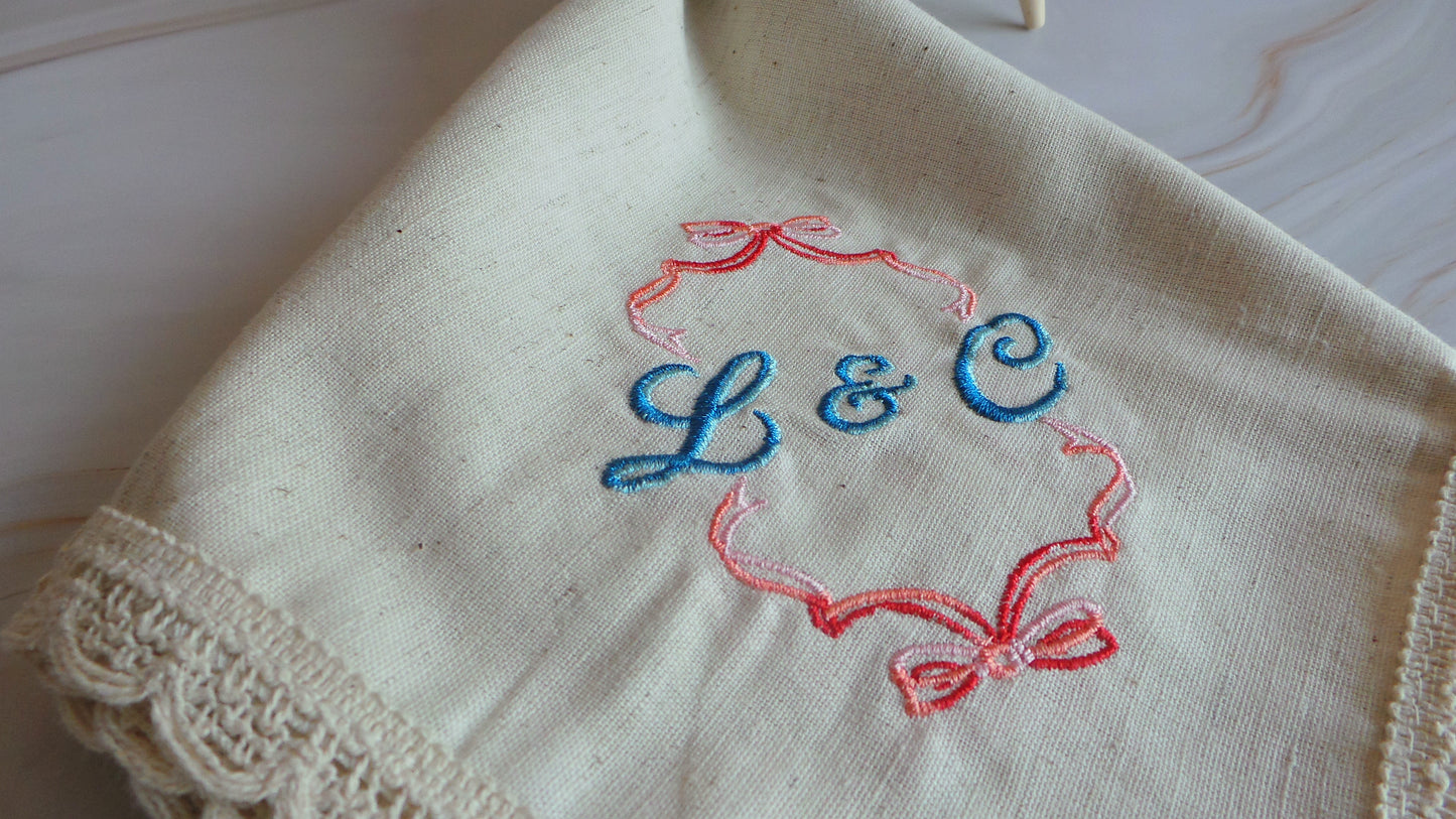 Personalised Napkins Embroidered Cotton Hemstitched dinner napkins 20x20in Monogrammed Napkins Serviette Anniversary Gift Napkins Set