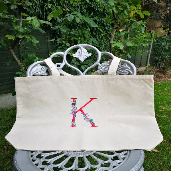 Tote Bag UK Embroider letter  Tote Bag Organic Cotton Tote Bag UK Large Beach Bag Wife Birthday Gift Bespoke Totes for Gift
