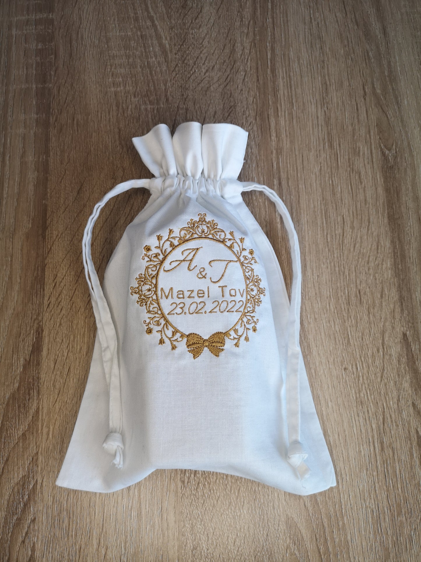 Personalised Jewish Wedding Smashing Glass Bag Embroidered Breaking Glass Pouch Jewish Groom Glass Bag Jewish Wedding Ceremony Gift Jewish Tradition